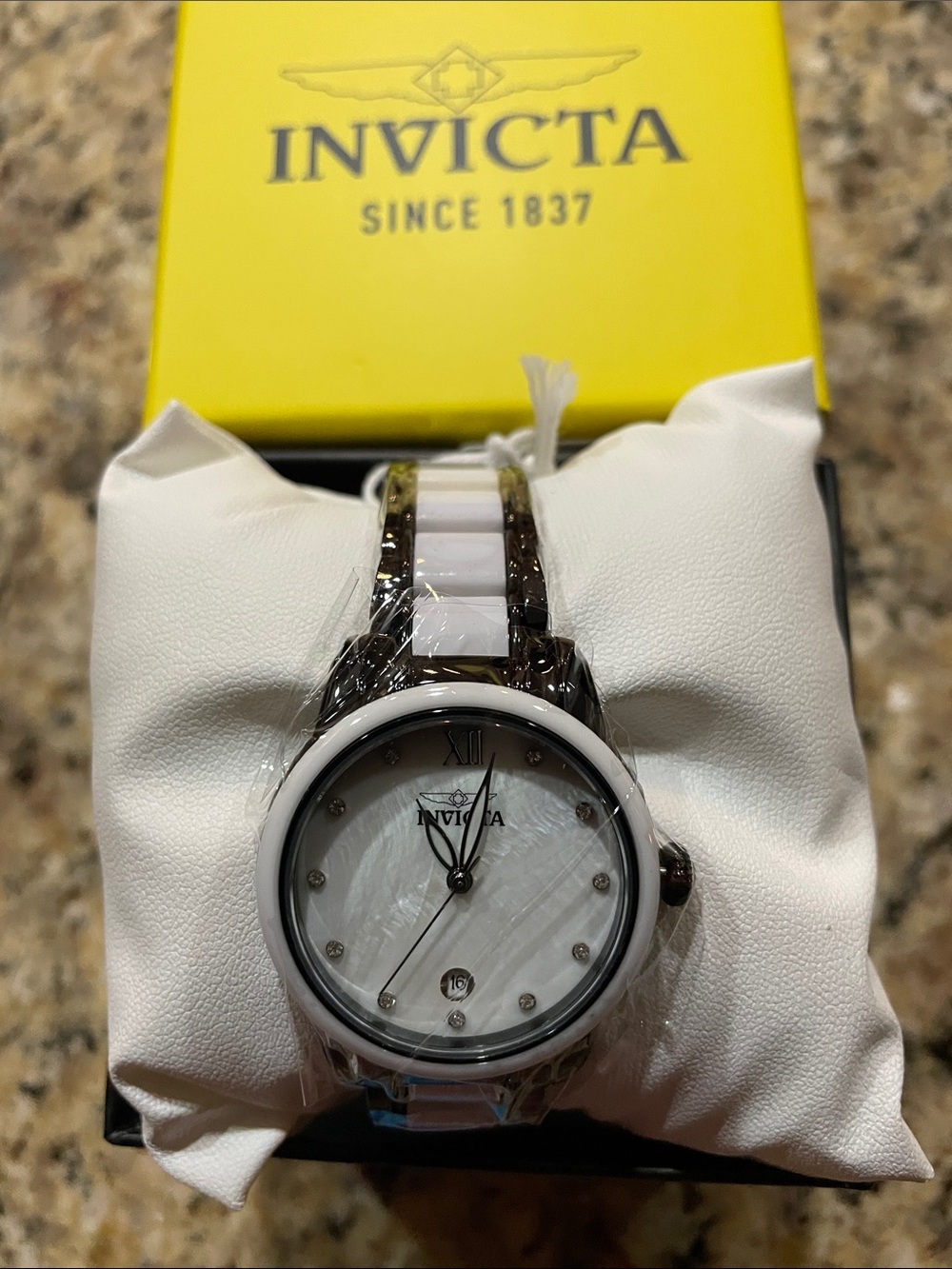 Invicta Angel Women's White Ceramic and Black Accent Watch